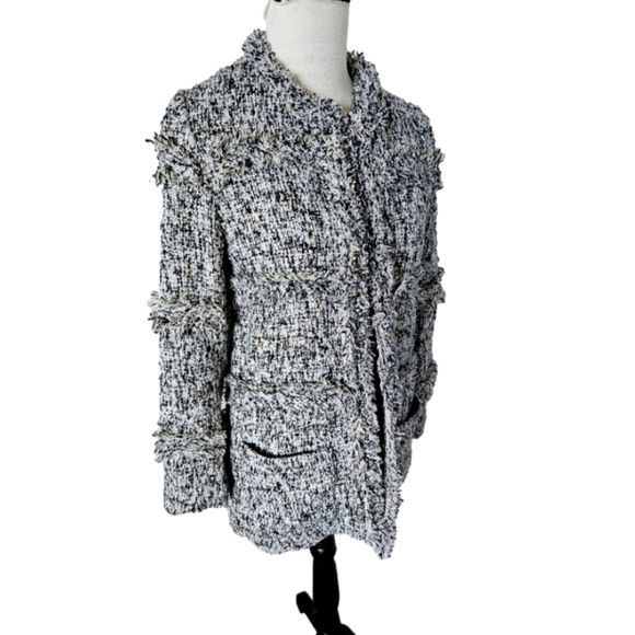 🔥tweed grey coat fringe mid-length SURI size small  🔥 - Picture 2 of 8